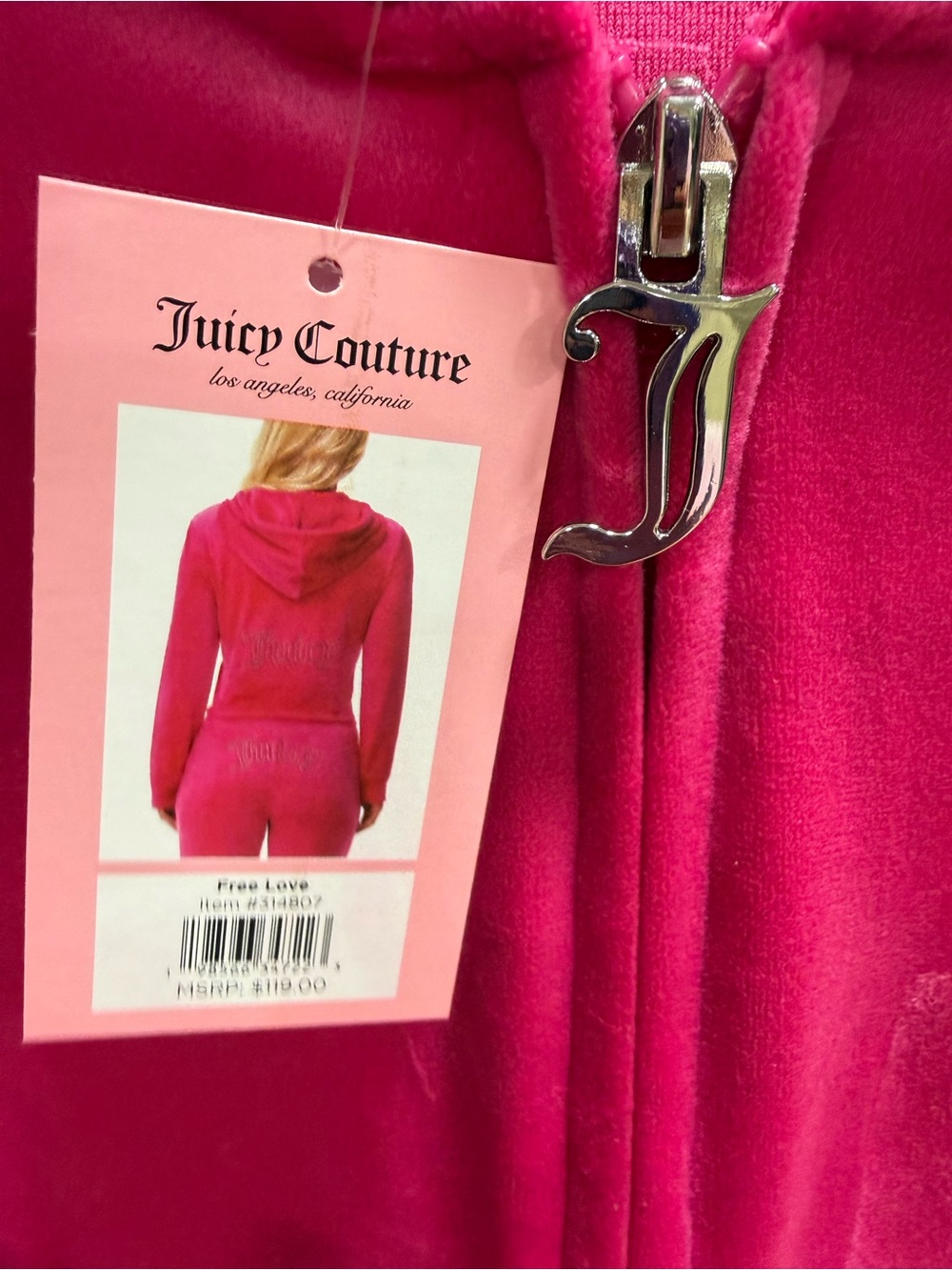 Juicy Couture Hot Pink Velour Zip Hoodie - Picture 9 of 9